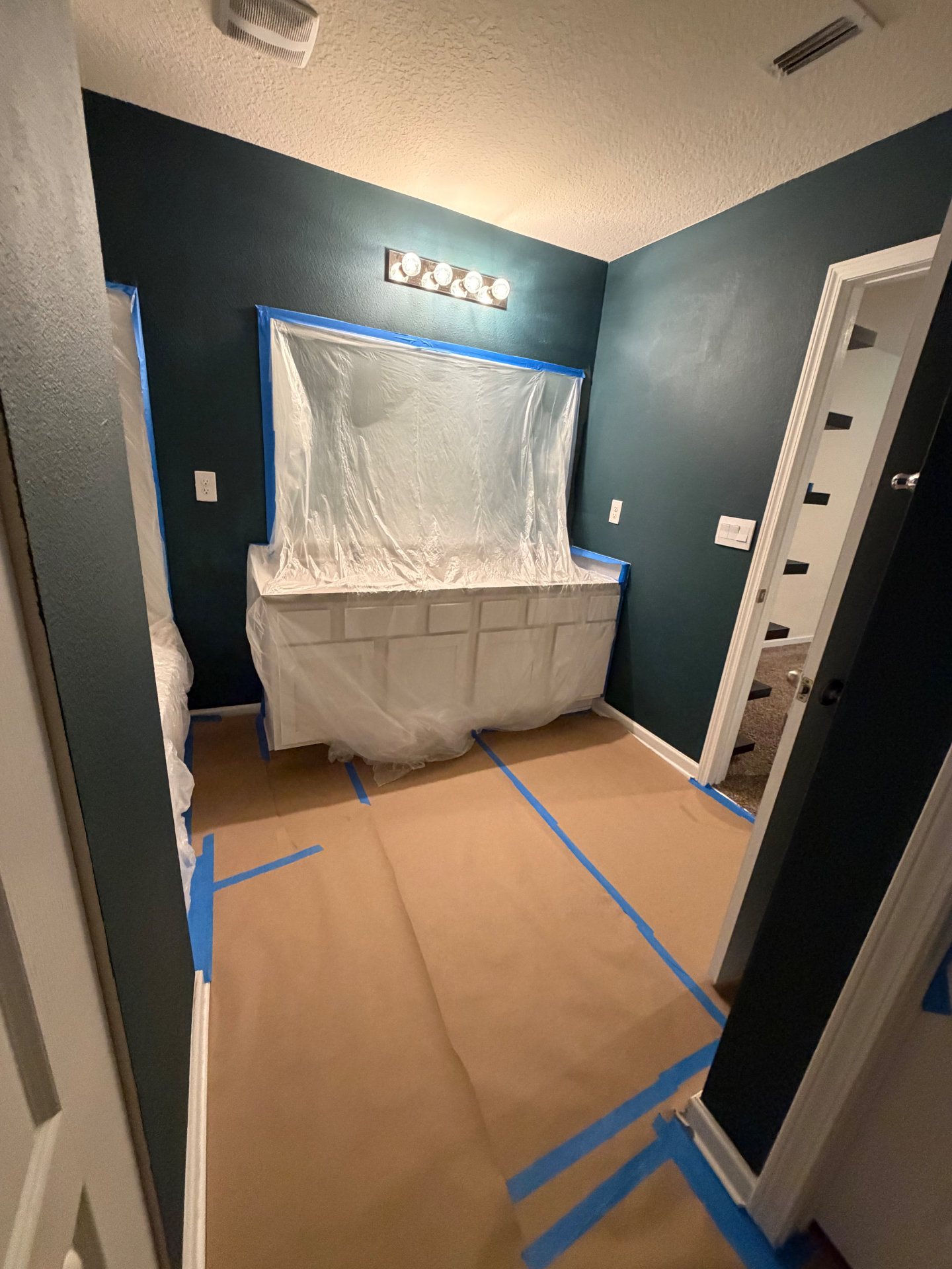 Master Bathroom — Dark Green to Airy Neutral before