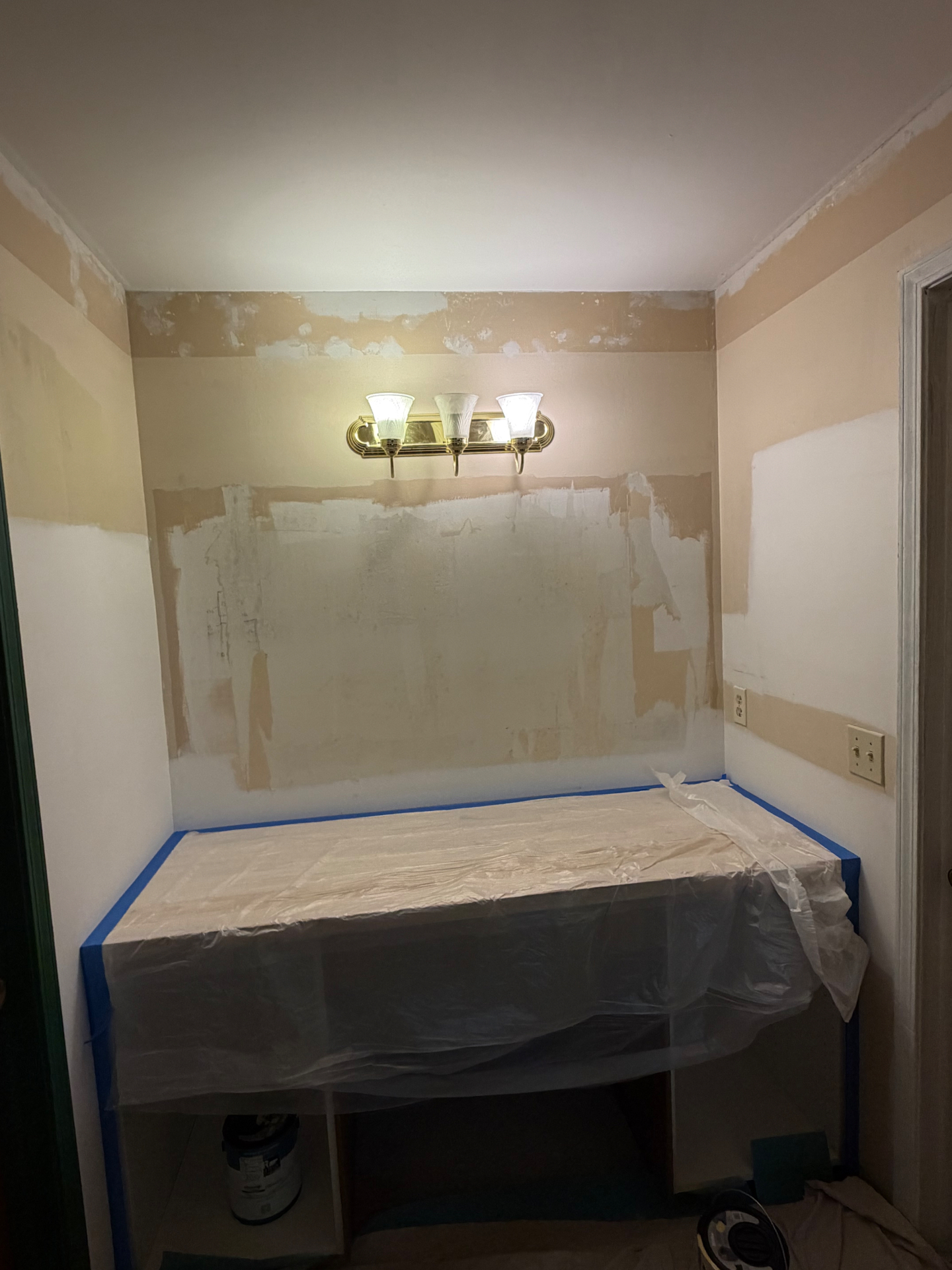 Jimmy's Bathroom — Patched Walls to Warm, Even Finish before